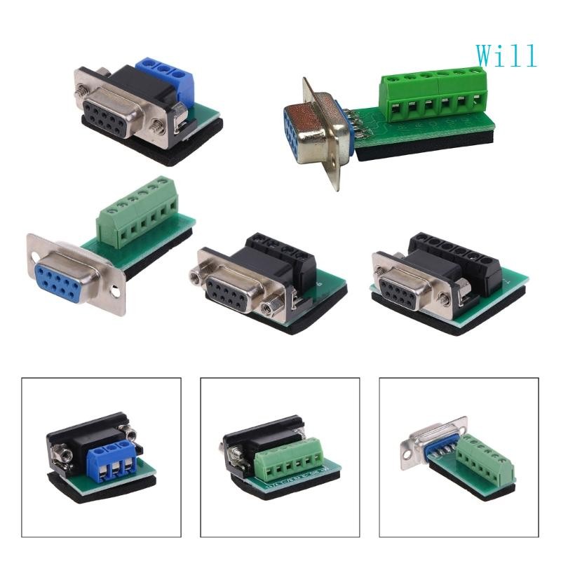 จะ D-SUB 9 Pin Plug RS485 Breakout Terminals Solderless COM Connector DB9 Connector