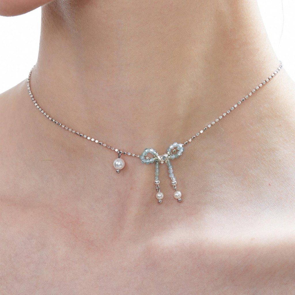 ในสต็อก แหวนแฟชั่น ลูกปัด  ต่างหูแฟชั่น เครื่องประดับต่างหูสร้อยคอเงินสเตอร์ลิงประดับไข่มุกโบว์ต้นฉบ