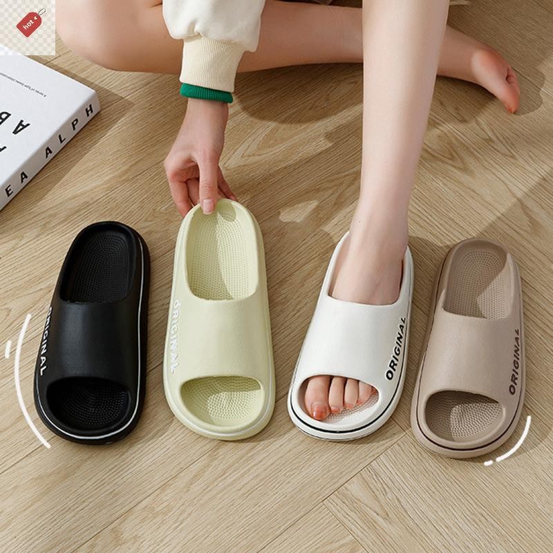 ALIK ผู้หญิงหนาชายหาดฤดูร้อน Seaside สไลด์ห้องน้ํา Anti Slip รองเท้าแตะรองเท้าแตะแฟชั่น Ultra Light Letter รองเท้า Stepping On TH