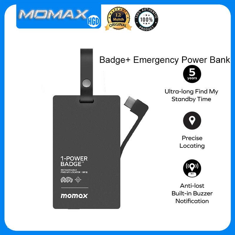 Momax 2 in 1 SmartTrack Finder ป้าย 1-Power + แบตสํารองฉุกเฉินพร้อมค้นหาตัวระบุตําแหน่งของฉัน