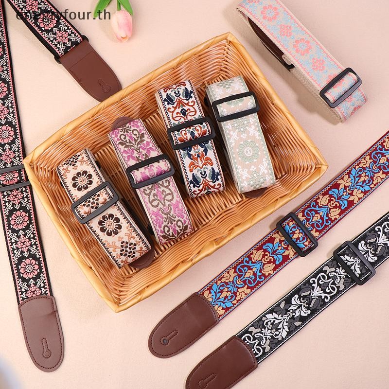 ของขวัญ & ของเล่น สายกีตาร์เบสผ้าฝ้ายหนังเย็บปักถักร้อยสายรัดปรับสายคล้องคอกีตาร์ไฟฟ้าอะคูสติกเบสอุปกรณ์เสริม .