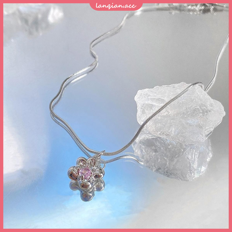 Original Diamond-encrusted ดอกไม้สร้อยคอหญิง Niche Clavicle Chain เครื่องประดับแฟชั่น