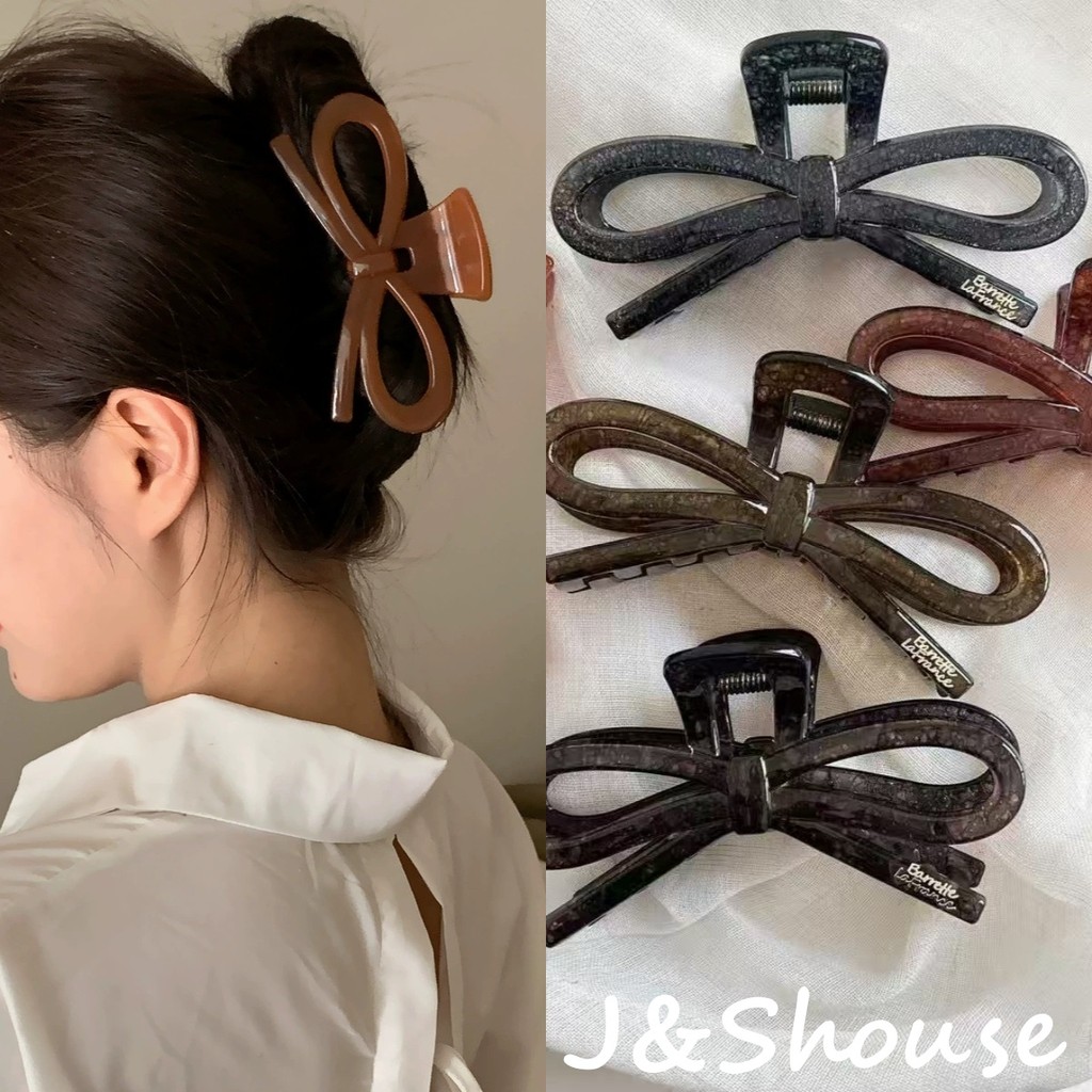เคเอฟ1003 เกาหลีขนาดใหญ่ย้อนยุคโบว์ใหญ่สีเข้มผมกรงเล็บคลิปหนีบจับผู้หญิงอุปกรณ์เสริม