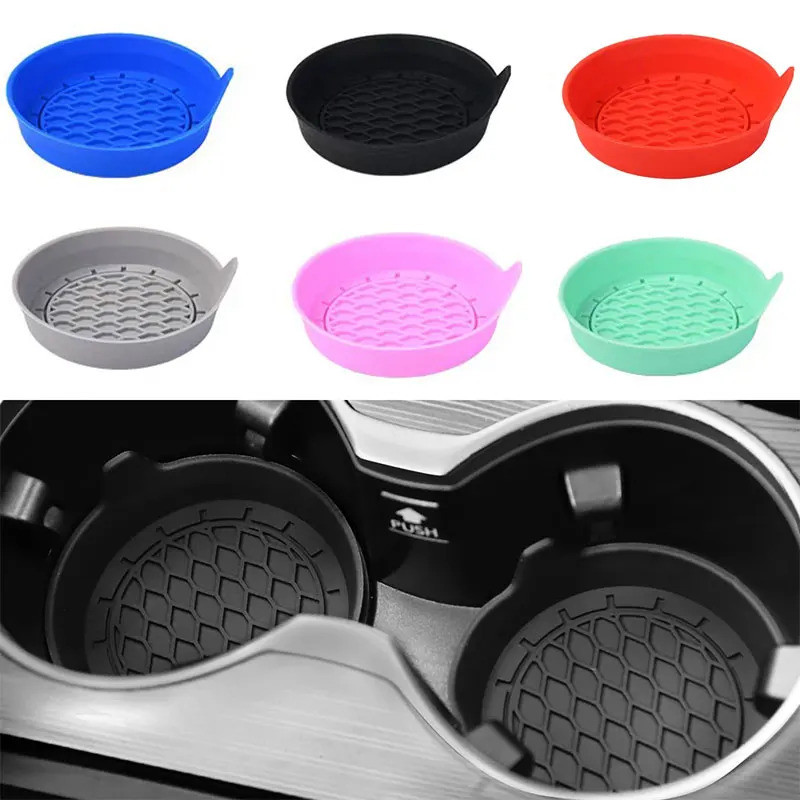 Universal Car Coaster 8 ซม.ซิลิโคนนุ่มรถ Coaster Anti-Slip ถ้วยผู้ถือกันน้ํา Sift-Proof รั่วไหลจานรองอุปกรณ์ตกแต่งภายในรถยนต์