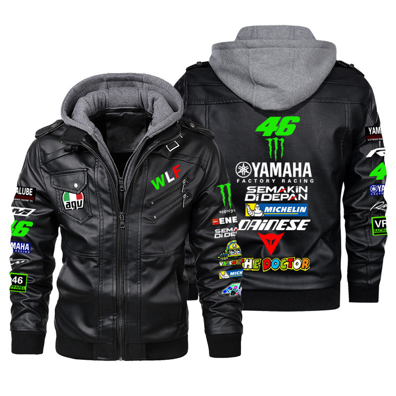 YAMAHA leather jacket, motogp racing suit, stand-up collar zipper design, multiple pockets, R1, XMAX