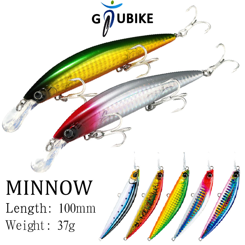 GTUBIKE 1 ชิ้น 110 มม./37g Sinking Minnow 3D Fisheyes Big Gram เหยื่อปลาหนักตะขอเสียงแหลม