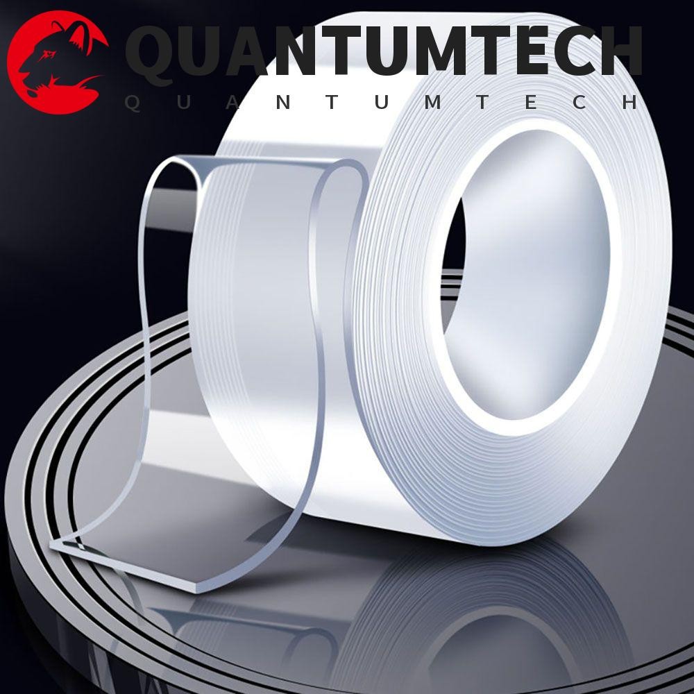 QUANTUMTECH เทปสองหน้าทนความร้อน 1/2/3/5 ม. เทปนาโนยาวสําหรับห้องน้ํา,ห้องครัวโปร่งใสเทปกาวทําความสะอาดได้