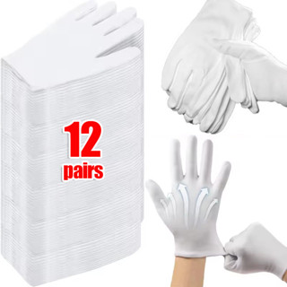 ถุงมือผ้าฝ้ายสีขาว สำหรับทั้งผู้หญิงและผู้ชาย มีความยืดหยุ่น…