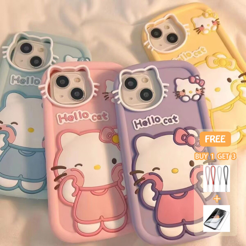 ไม่สนิท☆สามมิติ Pinch Face Kitty เหมาะสําหรับ iPhone6/6splus/7/8/plus/x/xs/11/12/13/14/15/16/pro/max/plus/promax เคสโทรศัพท์การ์ตูนน่ารัก