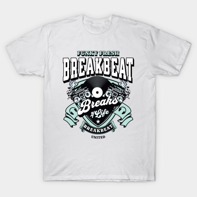 เสื้อยืด Vintage Hip Pop BREAKBEAT - Funky Fresh 4 life (slate/blue) T-Shirt แท้ Cotton 100%