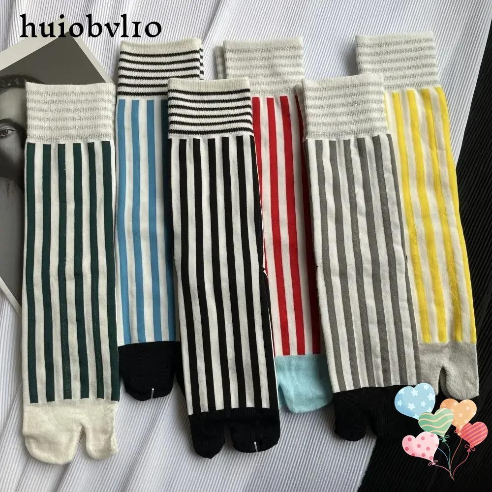 ฮูโอบีวีแอล10ถุงเท้าแยกนิ้วเท้า,ที่มีสีสันลายถุงเท้านิ้วเท้า,ฮาราจูกุญี่ปุ่นกลางหลอดหวีผ้าฝ้ายผู้หญิงถุงเท้า พฤติ
