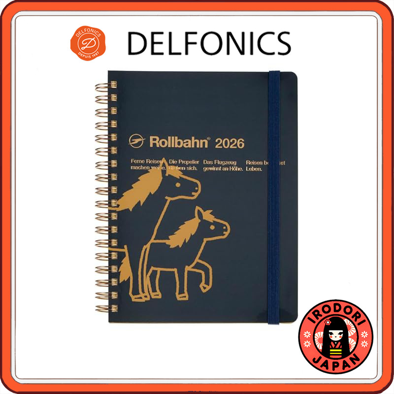 Delphonics 2026 Rollbahn Diary with Gantt Chart - L Size Monthly Planner in Various Colors (Black, C