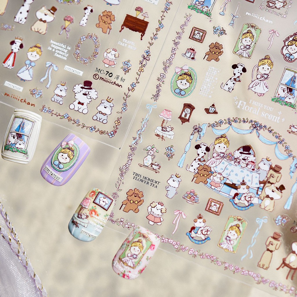 [Meow.Sensei] tomoni Thin Tough Barking Family Nails Stickers Cute Cartoon Children Creative Stickers Alice Dog Material - รูปที่ 2