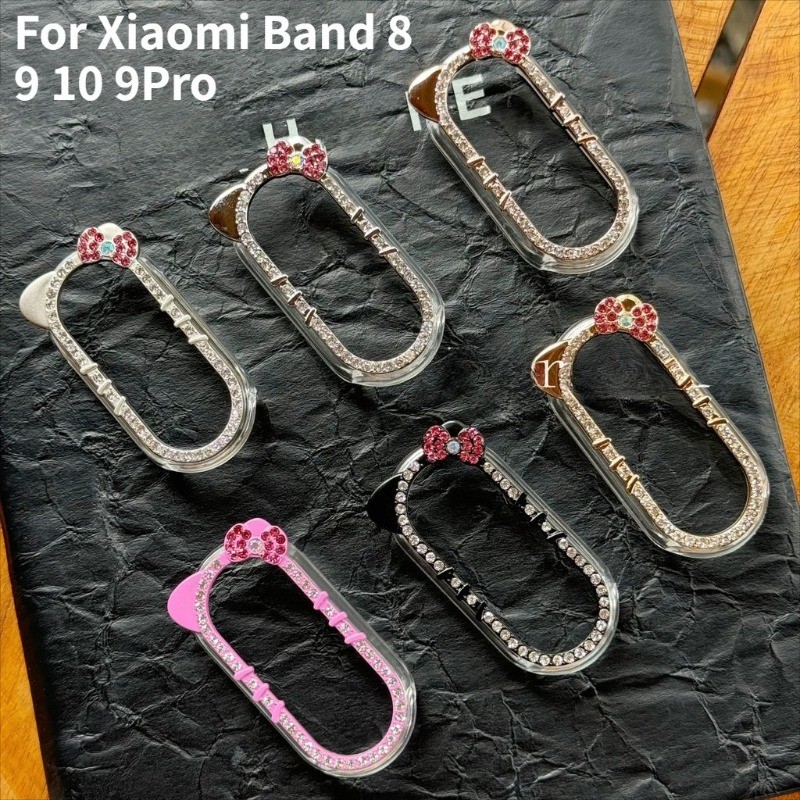 Bling การ์ตูน Hollow เพชรคริสตัลกันกระแทกสําหรับ Xiaomi Band 8/9/10 Pro เคส PC ป้องกันตก