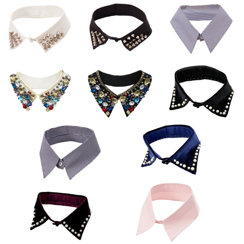 AHEAD Faux Collar ตกแต่งสําหรับกิจกรรมอย่างเป็นทางการที่ถอดออกได้เท็จ COLLAR พร้อมไข่มุกผู้ใหญ่เสื้อ