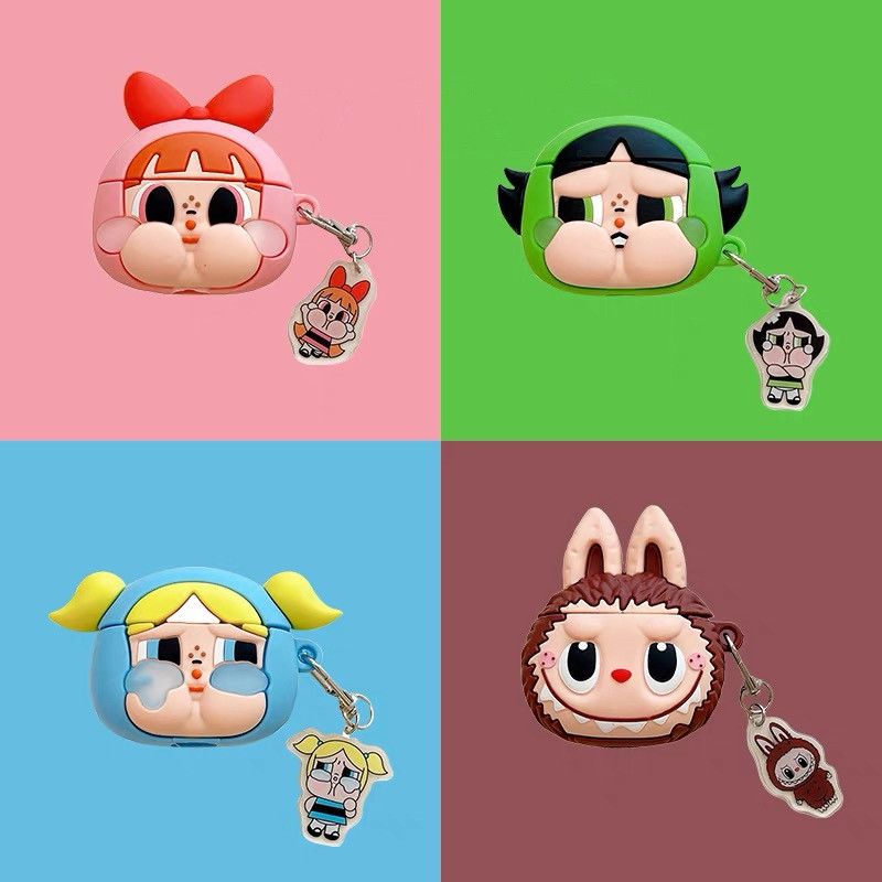 3d ซิลิโคน Flying Girl Labubu เหมาะสําหรับ airpods Pro airpods 4 Apple หูฟังไร้สายบลูทูธ Airpodspro1/2/3 หูฟังนุ่มกรณี Anti Drop ฝาหลัง