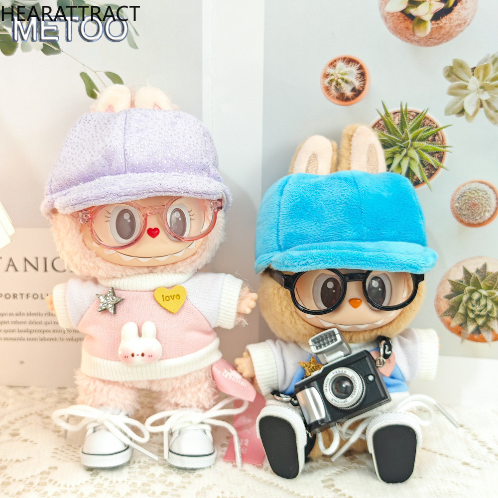Hearattract 17 ซม.labubu ตุ๊กตาจี้ labu ชุดเปลี่ยนเสื้อกันหนาวหมวกตุ๊กตาอุปกรณ์เสริมน่ารักตกแต่งผ้าเล็กๆสําหรับ labu ผ้า
