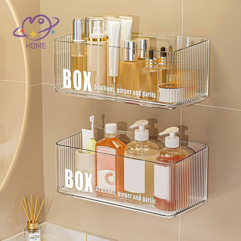 [mayhome] ชั้นวางแชมพูอาบน้ําติดผนัง ออแกไนเซอร์ วัสดุ PET โปร่งใสแบบถอดได้ไม่เจาะ ชั้นเก็บของในห้องน้ํา {TH}
