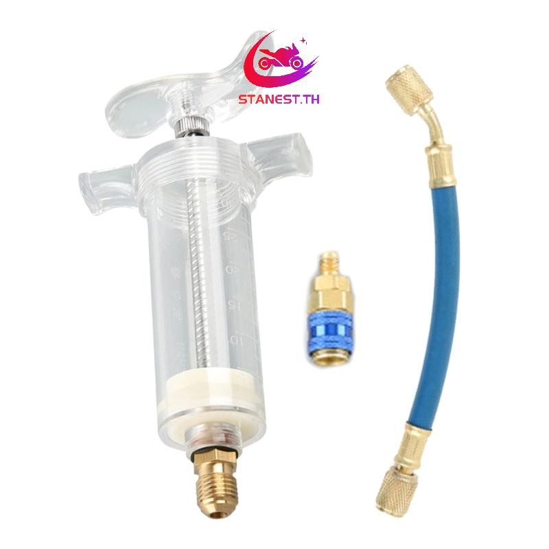 Stanest AC หัวฉีดสีย้อมน้ํามัน 30Ml 1Oz พร้อม R134A ต่ําด้านข้าง Quick Coupler อะแดปเตอร์ 1 4 น้ํามันเครื่องปรับอากาศรถยนต์ใน