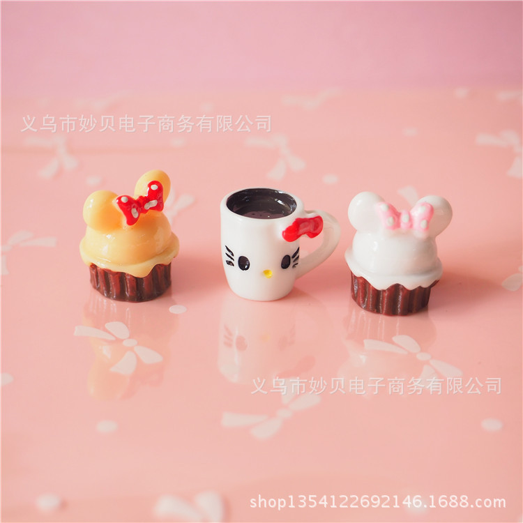 จำลองเรซินคัพเค้กแมวถ้วยกาแฟ DIY เคสโทรศัพท์วัสดุปลั๊กฝุ่นอุปกรณ์เสริม