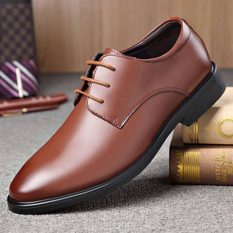 39-44 รองเท้าหนังชาย รองเท้าทำงานอย่างเป็นทางการ สไตล์ลำลองธุรกิจ เชือกผูก สีดำ สีน้ำตาล หลา