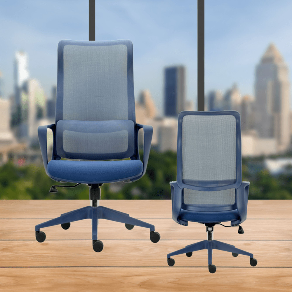 GlobalHouse SMITH เก้าอี้สำนักงาน HIGH BACK รุ่น GOHAN -04 ขนาด 64x66x113.5-121 ซม. สีน้ำเงิน สินค้าของแท้คุณภาพดี