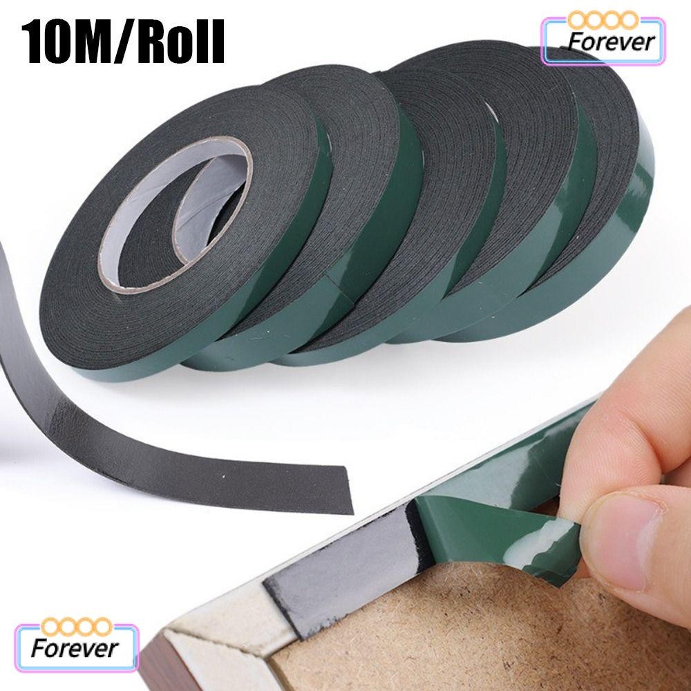 Forever 10M/ม้วนเทปสองหน้า,แถบฟองน้ําฟิล์มสีเขียวเทปโฟม PE สีดํา,กว้าง 10/20 มม.กาวด้วยตนเองที่แข็งแกร่งมัลติฟังก์ชั่นเทปวางคงที่