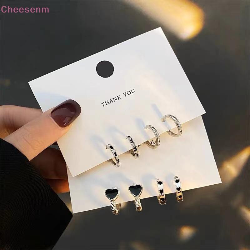 Cheenm 4 ชิ้นสแตนเลสสตีลคริสตัล Hoop ต่างหู Cool Daily Wear เครื่องประดับ TH