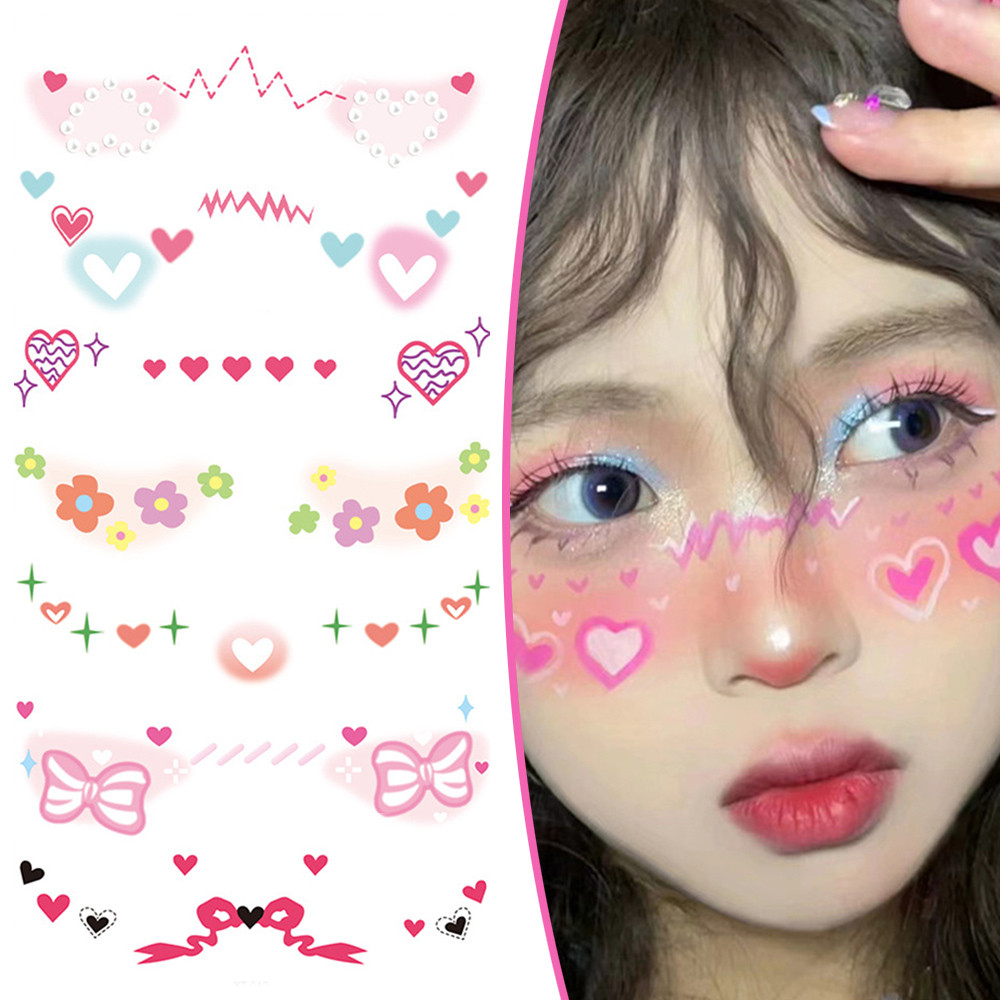 Face Sticker Powder Blusher แต่งหน้าวันวาเลนไทน์ Love Star Set Art น่ารักหวาน Self กาว