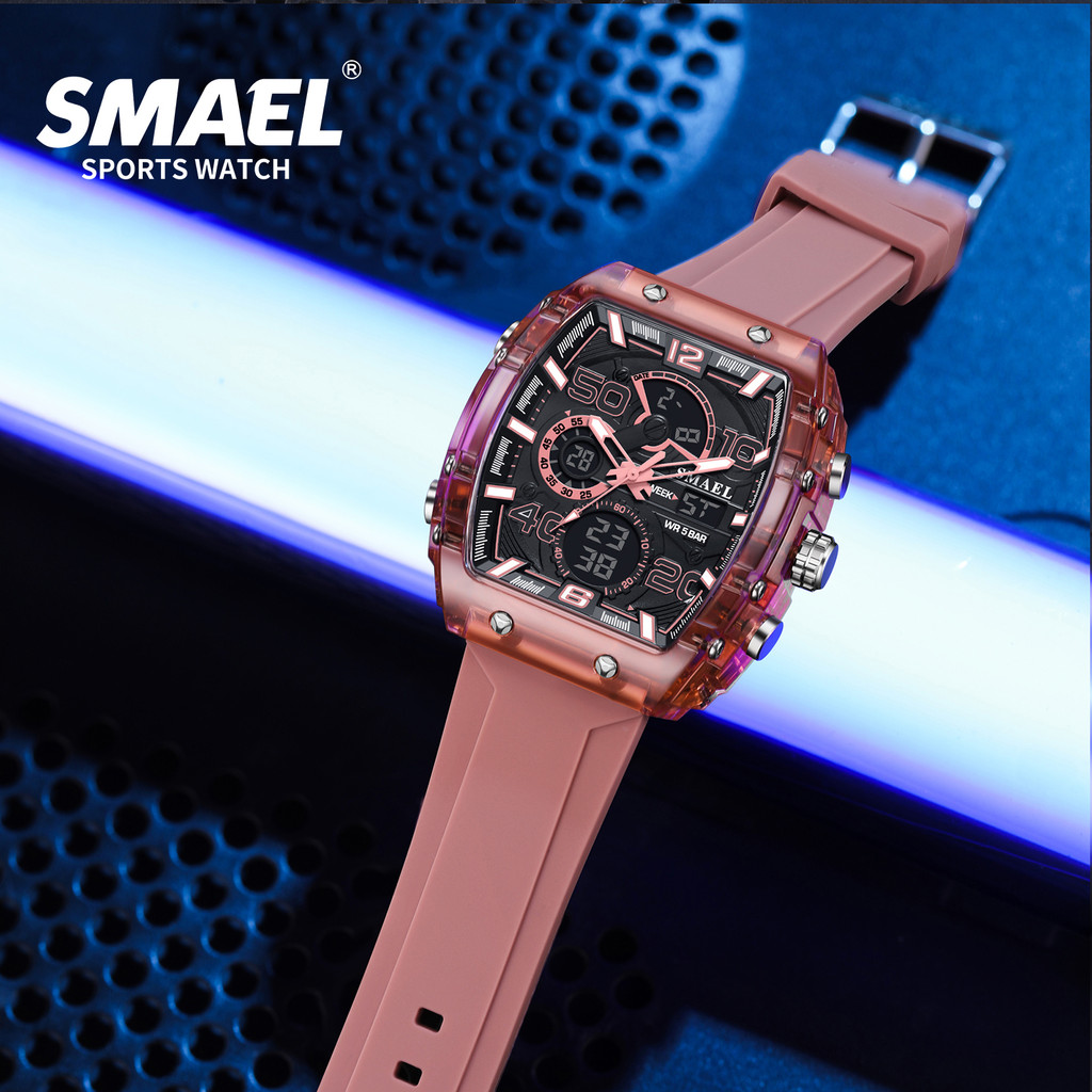 SMAEL สมาเอล 8109 ใหม่นาฬิกาผู้ชายมัลติฟังก์ชั่กีฬา50เมตรกันน้ําจอแสดงผลคู่ นํา ไฟกลางคืนสันทนาการนักเรียนนาฬิกาอิเล็กทรอนิกส์