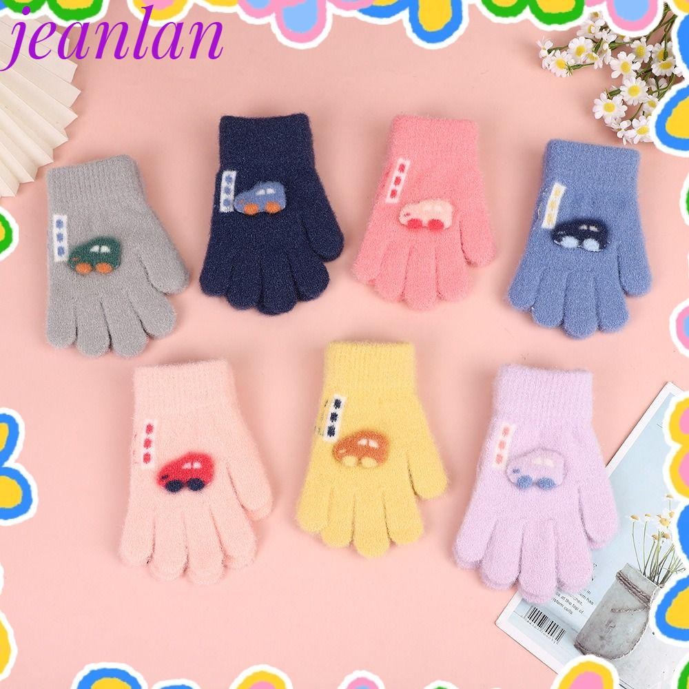 Jeanlan ถุงมือเต็มนิ้วสําหรับเด็ก, ถุงมือเด็กถักที่อบอุ่น, ถุงมือถักนุ่มการ์ตูนสําหรับเด็ก 2-5 ปี