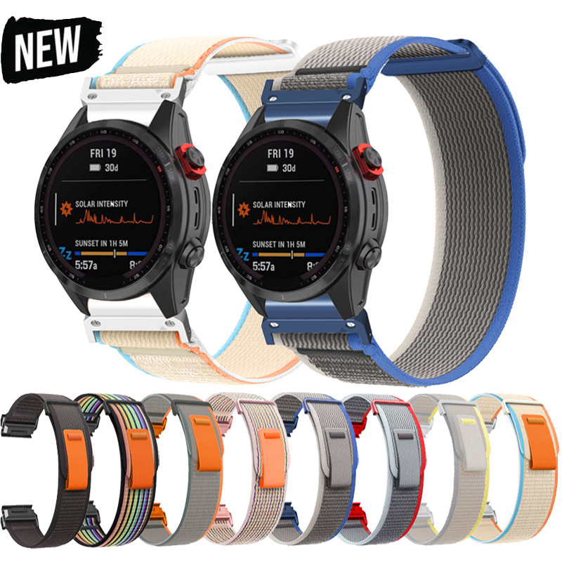 สายนาฬิกาทอไนลอนเข้ากันได้กับ Garmin Quatix7 Fenix7 7pro Fenix 5 5X plus Forerunner 935 945 อุปกรณ์เ
