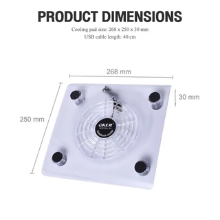 OKER C814 NOTEBOOK COOLING PAD ระบายความร้อนพัดลมโน็ตบุ๊ค