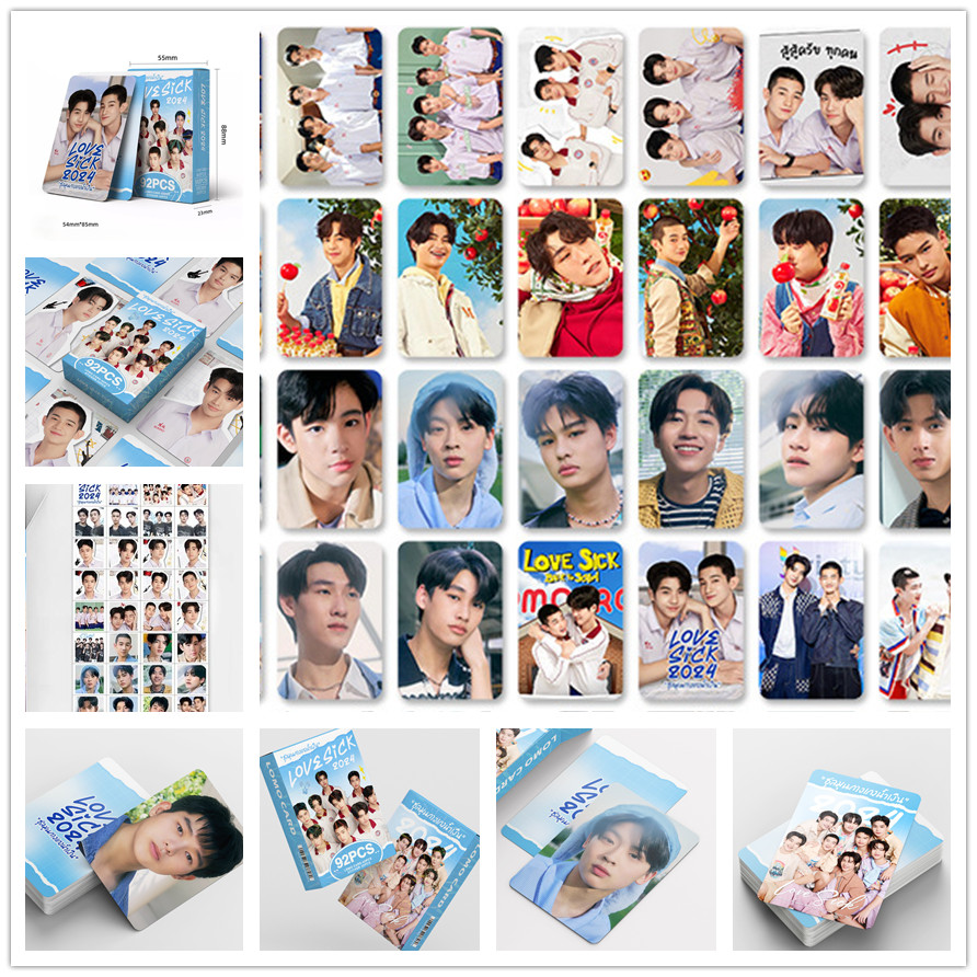 การ์ดโลโม่ Love Sick Photocards 60+32 ชิ้น สติ๊กเกอร์ การ์ดรูปถ่าย Holographic Pun และ No Thai TV Se