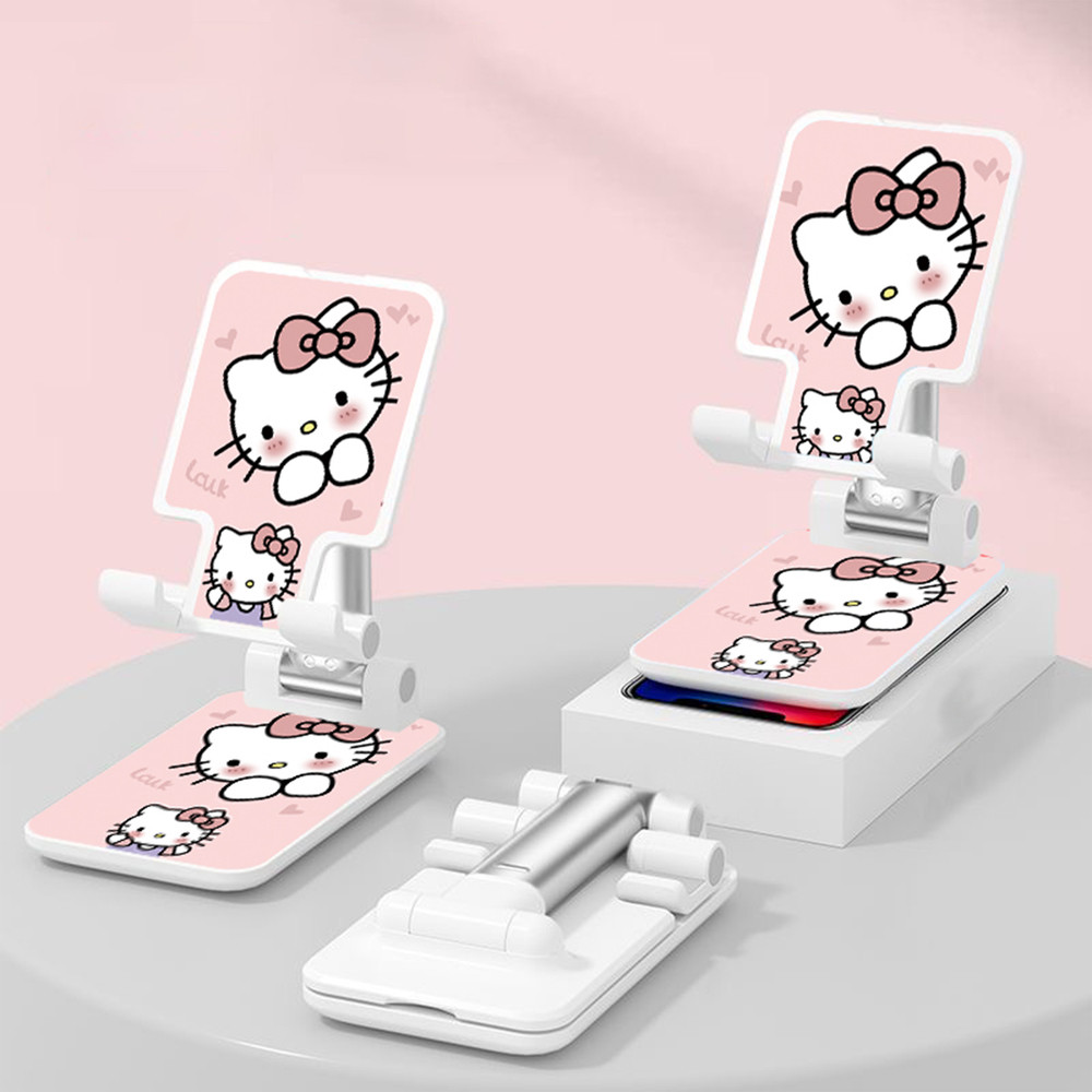 Sanrio Hello kitty ที่วางโทรศัพท์มือถือสําหรับ IPhone IPad ที่วางแท็บเล็ตเดสก์ท็อปแบบปรับได้ Universal Table ที่วางโทรศัพท์มือถือ