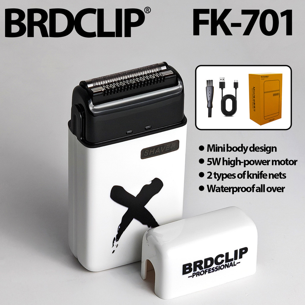 เครื่องโกนหนวดไฟฟ้ามืออาชีพ BRDCLIP FK-701 Beard Trimmer มินิชายผม Trimmer ลูกสูบใบมีดคู่ตาข่าย 7000RPM