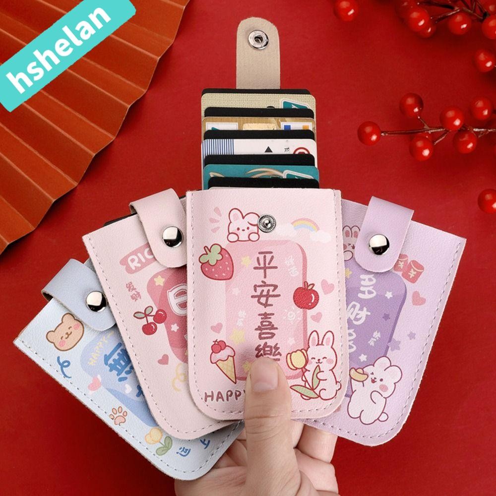 Hhshelanf6 Mini Card Wallet, RFID Blocking Laminated ปกปิด ID Card Holder, Creative Pull-out Type PU Leather Purses Men