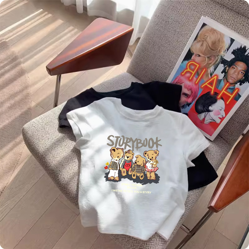 (จัดส่งตลอด 24 ชั่วโมง)KIDS PRINCESS เสื้อสั้น T สะดวกสบาย สำหรับเด็กหญิง โมเดลใหม่ ฤดูร้อน สีชมพูขาว A303