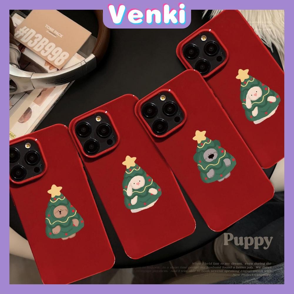Venki - สำหรับ iPhone 16 Pro Max เคส ไอโฟน สีดำมัน TPU ซอฟท์เคส กันกระแทกกล้องป้องกัน สัตว์คริสต์มาส เข้ากันได้กับ iPhone 15 14 13 12 Pro Max 11 XR XS Max 7 8 Plus