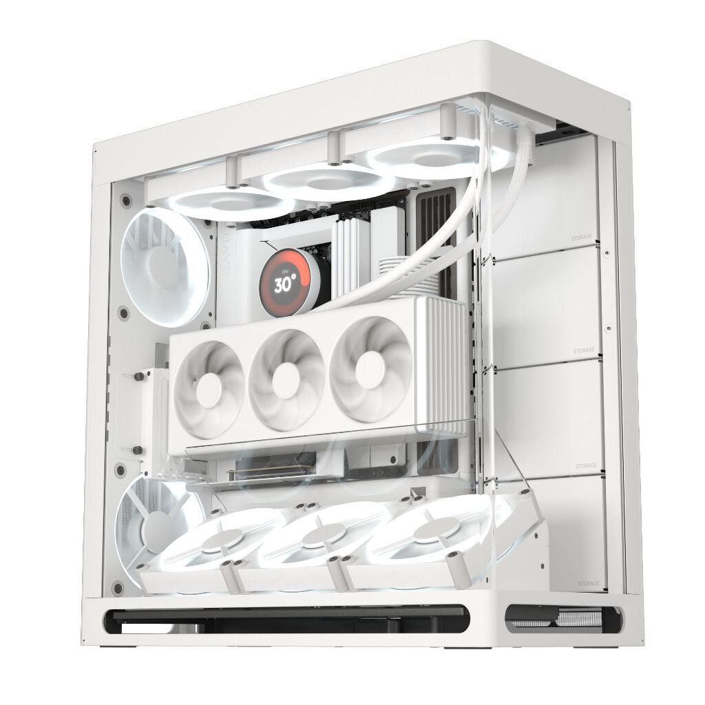CASE HAVN HS420 WHITE VGPU Edition With VGPU Riser PCIe 5.0 Vertical Kit Mid-Tower