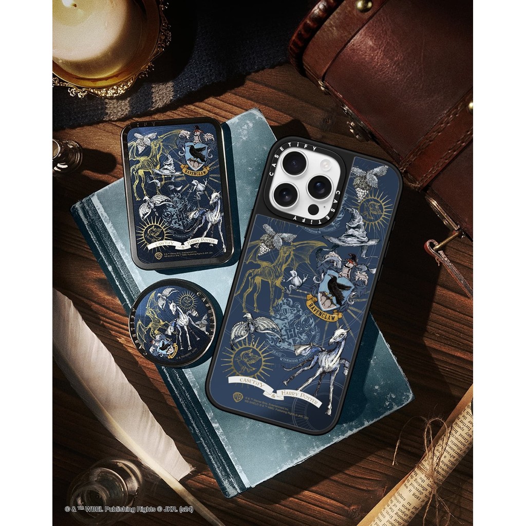 Casetify X HP™ Rav กรณีแม่เหล็กดูด Black & Sliver กระจก IPhone กรณี IPhone 16 15 14 13 12 Pro Max Plus ฮาร์ดกลับกรณีฝาครอบกล่องแกะสลักโลโก้