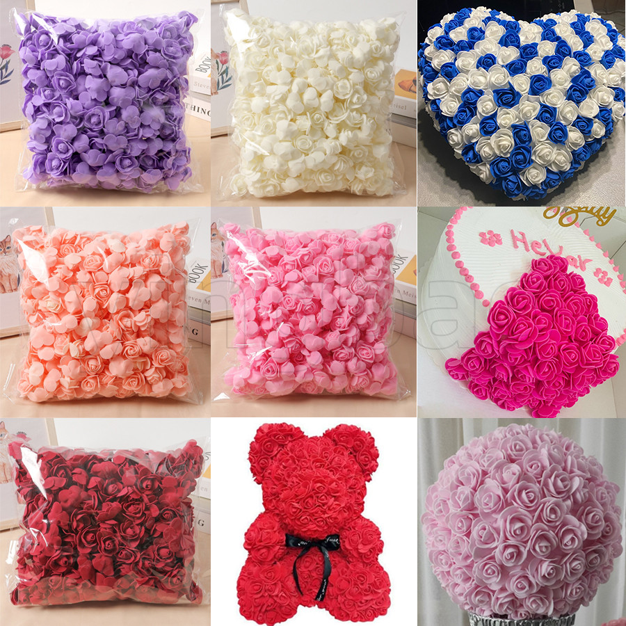 200 ชิ้น 3.5 ซม.วันวาเลนไทน์มินิโฟม Rose Bulk ประดิษฐ์ Mini กุหลาบปลอมหัวโฟมดอกไม้สําหรับงานฝีมือ DIY ช่อดอกไม้งานแต่งงาน Centerpieces Party ตกแต่ง