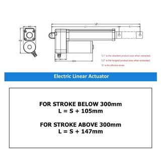 CLB 24VDC มอเตอร์ก้านชัก มอเตอร์แกนชัก ระยะชัก 50-500mm 20mm/s 700N Electric Linear Actuator Low Noise เสียงรบกวนน้อย...