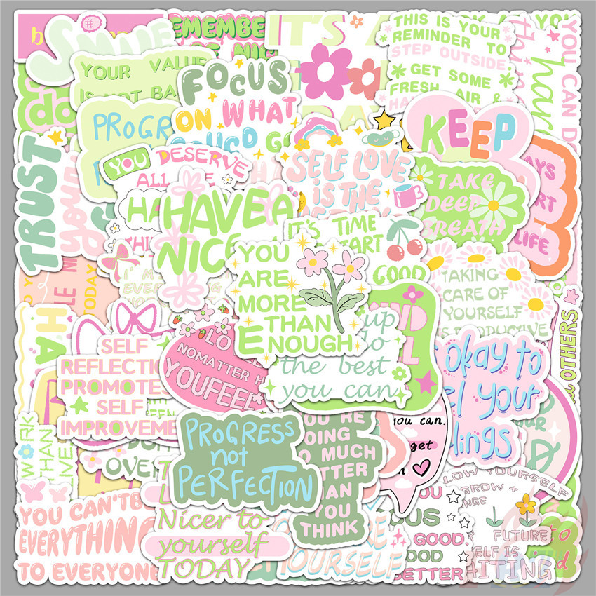 เดนมาร์กพาสเทล . สติ๊กเกอร์ Positive Slang Series 05 50 ชิ้น/เซ็ตกันน้ํา DIY Fashion Decals สติ๊กเกอร์ Doodle