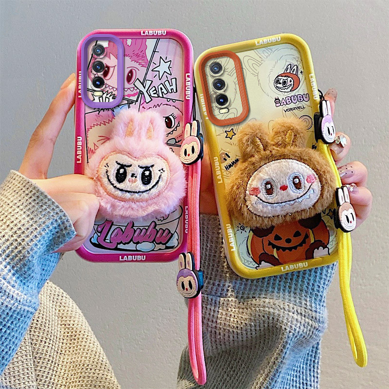เคสสําหรับ VIVO Y20 Y12S Y11S Y21A Y21T Y33T Y22 Y30 Y51S Y72 Y52 5G แนวโน้มแฟชั่น Labubu ซิลิโคนคุณภาพสูง graffiti soft shell 3D creative ตุ๊กตาเชือกมือเคสโทรศัพท์