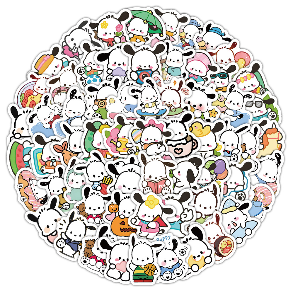 60 ชิ้นน่ารักการ์ตูน Pochacco Graffiti สติกเกอร์สําหรับจักรยานบัญชีมือกล่องดินสอ Decals LanLanStickersWorld
