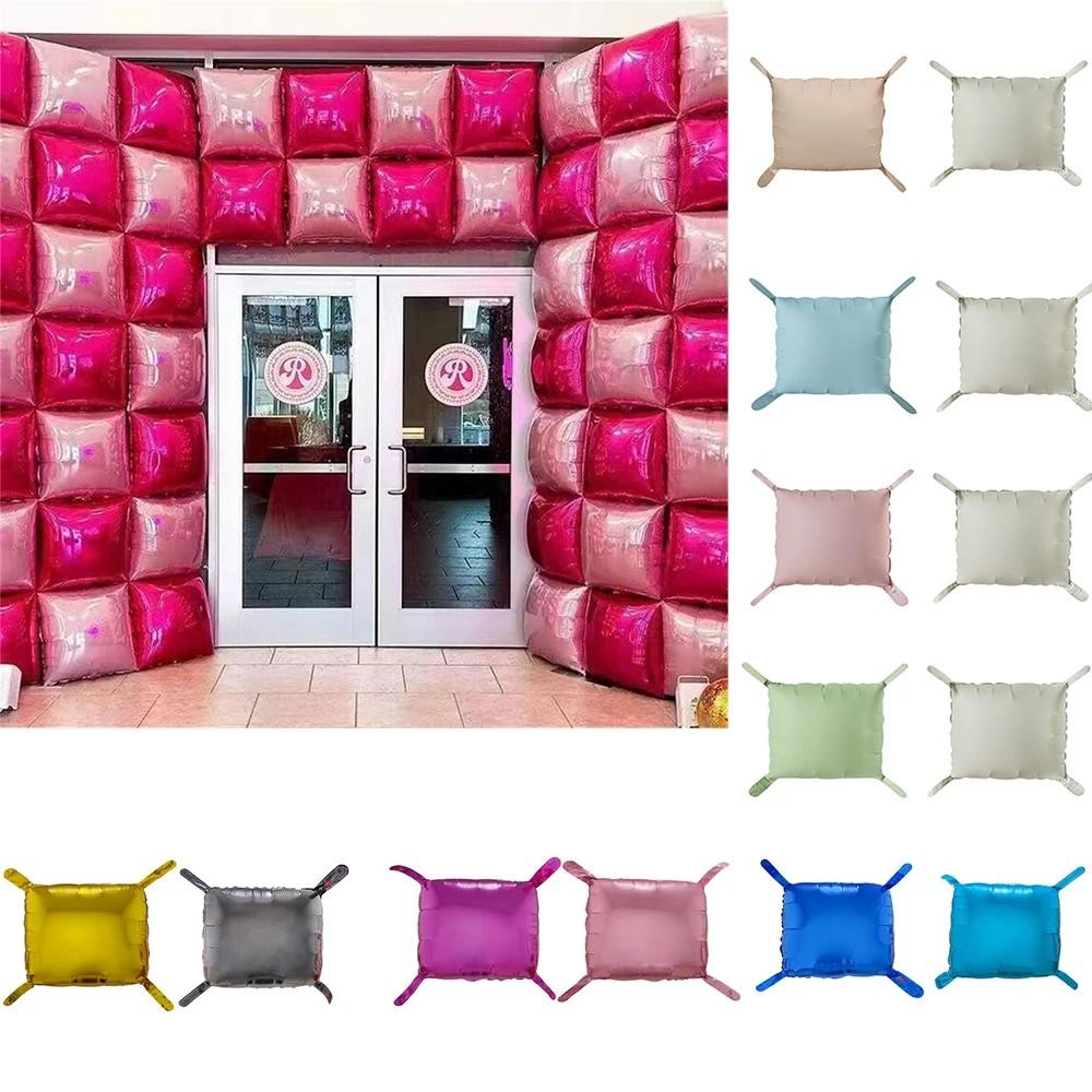 25 ชิ้นสแควร์ฟอยล์บอลลูนโลหะทองสีชมพู Sliver Wall สองด้านบอลลูนฉากหลังสําหรับวันเกิด Baby Shower งานแต่งงาน Deccor