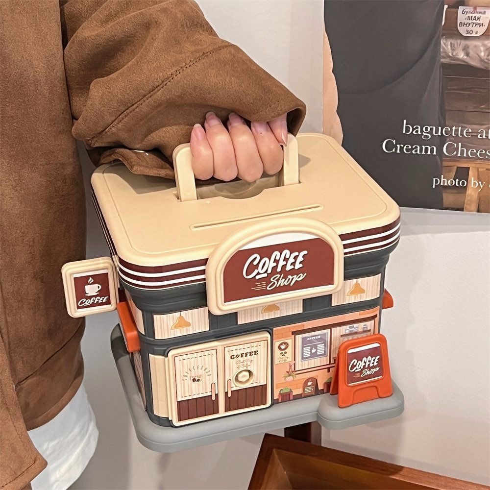 Creative Store รูปกล่องเงินพลาสติกล็อคกล่องเงินสดนักเรียนแบบพกพา Piggy Bank ปลอดภัย Saving Jar สําหรับเด็กผู้ใหญ่ของขวัญ