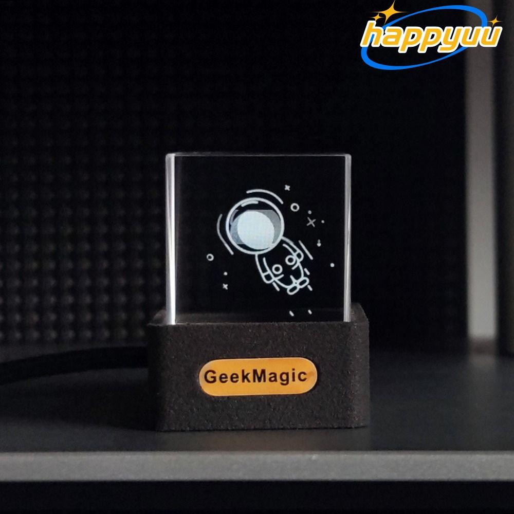 Happyuu GeekMagic GIFTV สถานีอากาศอัจฉริยะ,โฮโลแกรมสร้างสรรค์ของขวัญนาฬิกาดิจิตอล,พร้อมGIF Animationsอัลบั้มคริสตัลCubeเดสก์ท็อปเครื่องประดับ