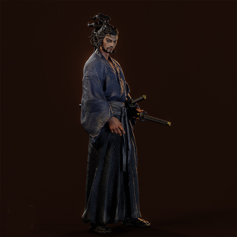 1/24 80mm Miyamoto Musashi เรซิ่นทหารตกแต่งเดสก์ท็อปทำมือแม่พิมพ์สีขาวรุ่น GK n2cz
